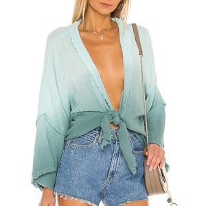 Young Fabulous & Broke Francesca top in Ocean Bay Ombré- low v tie beach blouse